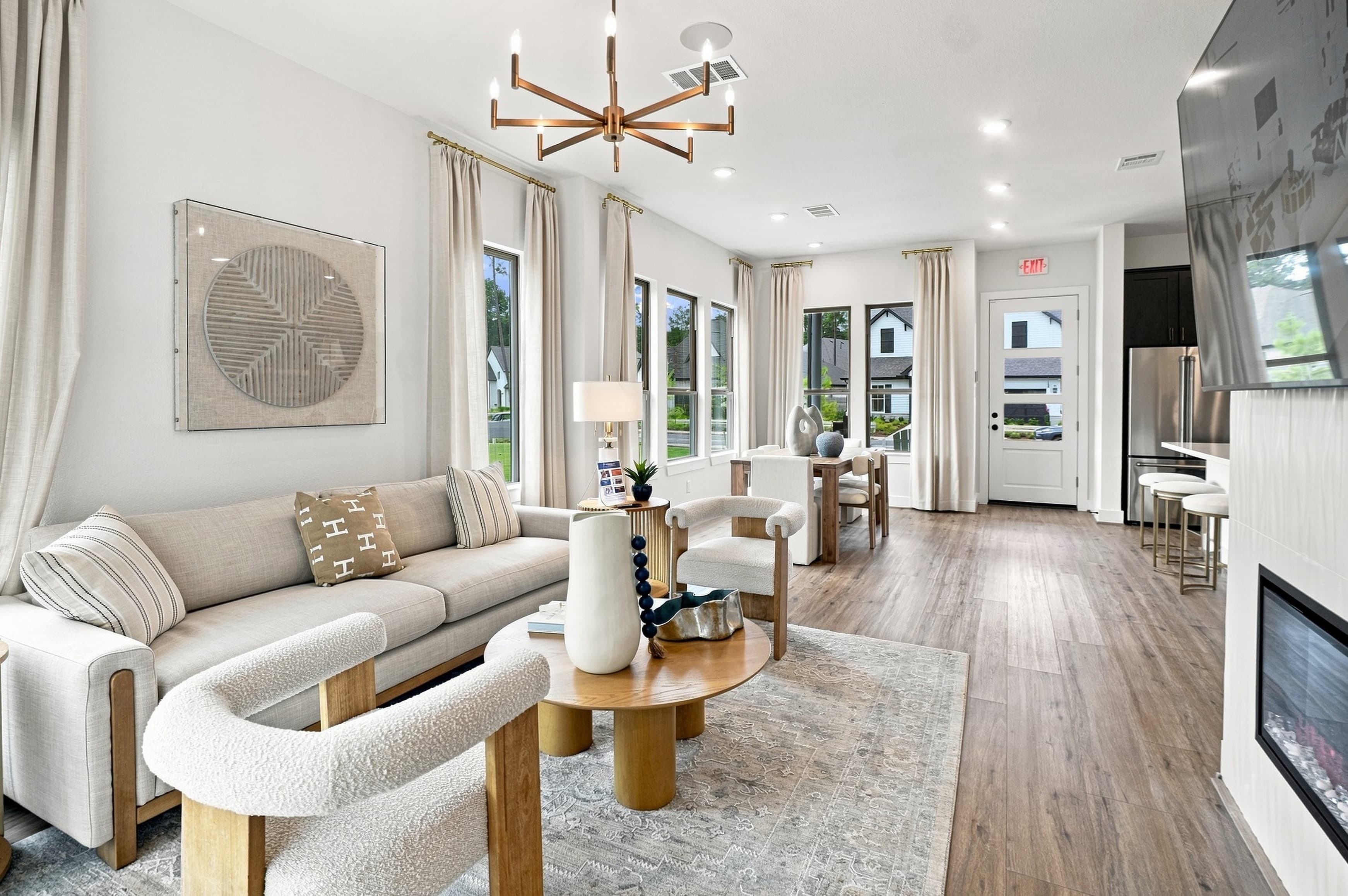 Living room with fireplace — 8102 Yall St